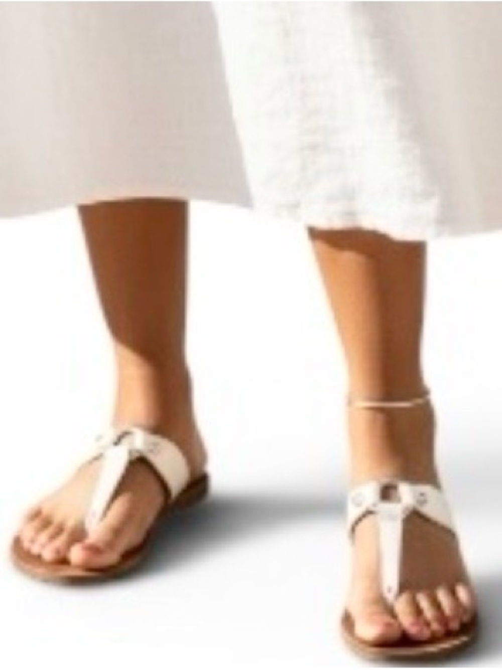 ALDO TAN THONG SANDALS GOLD ACCENTS - Picture 2 of 8